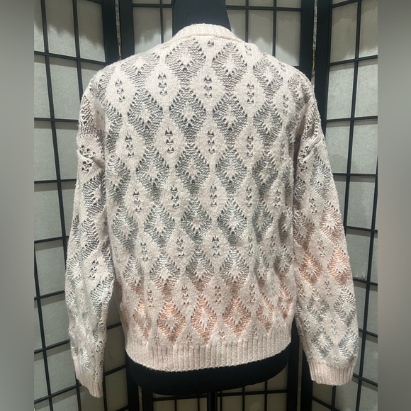 Hayden Girls WOMENS OMBRÉ DIAMOND CROPPED BUTTON CARDIGAN PINK SIZE XL. - Picture 8 of 10